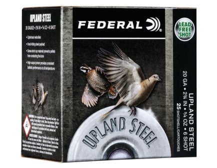 Federal Upland Steel 2.75" 20 Gauge Ammo 6, 25/box - USH20 6