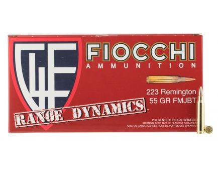 Fiocchi Range Dynamics 55 gr Full Metal Jacket Boat Tail .223 Rem Ammo, 1000 Rounds - 223ARD