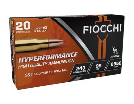 Fiocchi Hyperformance .243 Winchester 95gr SST Polymer Tip BT Ammo, 20rds - 243HSB