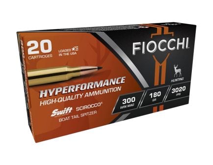 Fiocchi Hyperformance .300 Win Mag 180 gr Swift Scirocco II Boat Tail Spitzer Ammo, 20/box - 300WMSCA