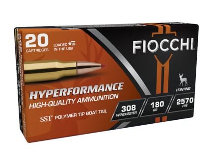 Fiocchi Hyperformance .308 Win 180 gr SST Polymer Tip BT Ammo, 20rds - 308HSC