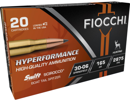 Fiocchi Extrema 165 gr Swift Scirocco II Boat Tail Spitzer .30-06 Spfld Ammo, 20/box - 3006SCA