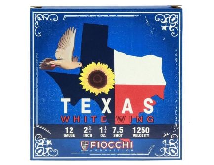 Fiocchi Texas White Wing Dove Loads 2.75" 12 Gauge Ammo, 250 Rounds - 12TWW187