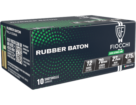 Fiocchi Rubber Baton 12 Gauge 2.75" Rubber Slug Ammo, 10rds - 12LEBAT