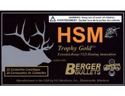 HSM Ammunition Trophy Gold 150 gr Match Hunting Very Low Drag .270 WSM Ammo, 20/box - BER-270WSM150VLD