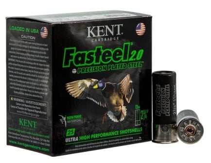 Kent Cartridge Fasteel 2.0 Precision Plated Steel 2.75" 12 Gauge Ammo 3, 25 Rounds - K122FS303