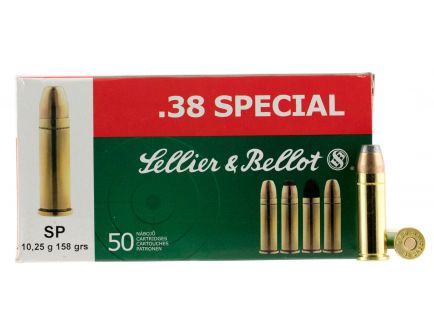 Sellier & Bellot 158 gr Semi-Jacketed Soft Point .38 Spl Ammo, 50/box - SB38C