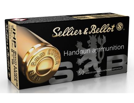 Sellier & Bellot 124 gr Jacketed Hollow Point 9mm Ammo, 50/box - SB9D