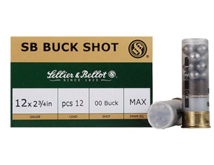 Sellier & Bellot 2.75" 12 Gauge Ammo 00 Buck 9 Pellets, 10/box - SB12BSJ