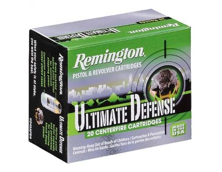 Remington Ultimate Defense Full-Size Handgun 102 gr Brass Jacket Hollow Point .380 Auto Ammo, 20/box - HD380BN