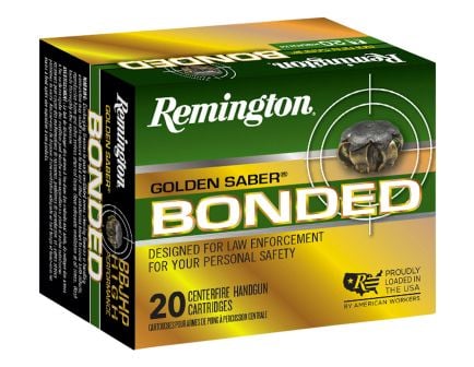 Remington Golden Saber 147 gr Bonded Brass Jacketed Hollow Point 9mm Ammo, 20/box - GSB9MMCB