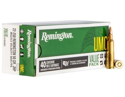 Remington UMC 50 gr Jacketed Hollow Point .22-250 Rem Ammo, 40/box - L22504B