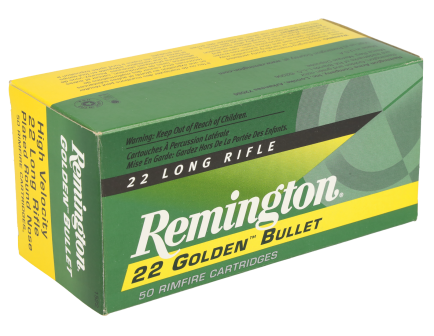 Remington 22 Golden Bullet 40 gr Plated Lead Round Nose .22lr Ammo, 50/box - 1522