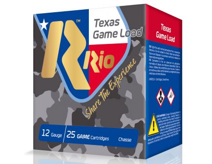 RIO Top Game Texas Load Standard Velocity 2.75" 12 Gauge Ammo 8, 25 Rounds - TG368TX