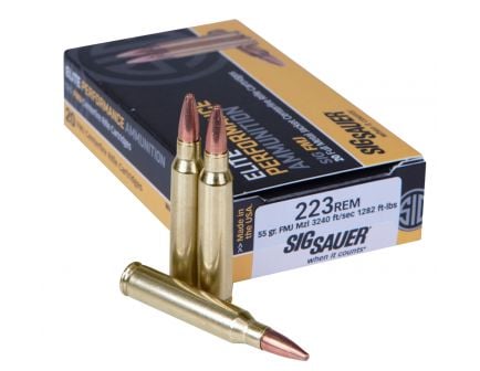 Sig Sauer Elite Ball 55 gr Full Metal Jacket .223 Rem Ammo, 20/box - E223B120