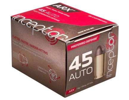 Inceptor Sport & Carry 118, 135 gr ARX/RNP .45 Auto Ammo, 120/box - 45RNPARX