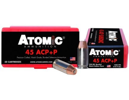 Atomic Ammunition 230 gr Bonded Match Hollow Point .45 ACP +P Ammo, 50/box - 00433