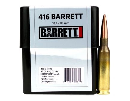 Barrett Firearms 452 gr Cutting Edge MTAC .416 Barrett Ammo, 10/box - 17222