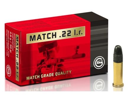 Geco Match 40 gr Lead Round Nose .22lr Ammo, 50/box - 235940050