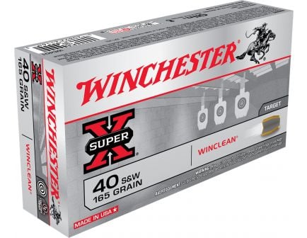 Winchester Ammunition Super-X 165 gr WinClean (Brass Enclosed Base) .40 S&W Ammo, 50/box - WC401