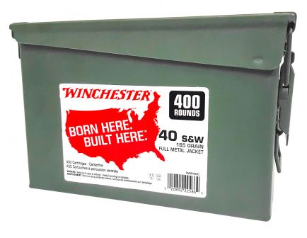 Winchester Ammunition USA 165 gr Full Metal Jacket Truncated-Cone .40 S&W Ammo, 400/box - WW40C