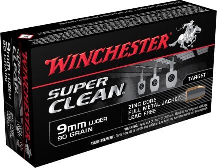 Winchester Ammunition Super Clean 90 gr Full Metal Jacket 9mm Ammo, 50/box - W9MMLF