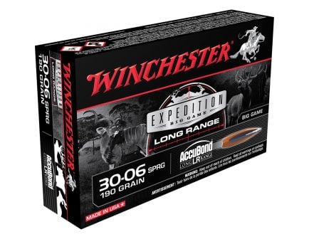 Winchester Ammunition Expedition Big Game Long Range 190 gr Accubond LR .30-06 Spfld Ammo, 20/box - S3006LR
