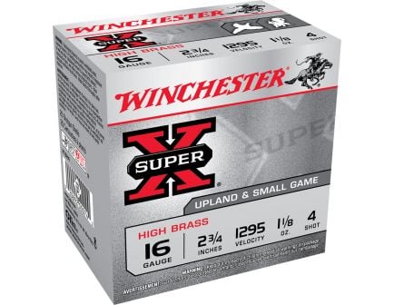 Winchester Ammunition Super-X High Brass 2.75" 16 Gauge Ammo 4, 25/box - X16H4