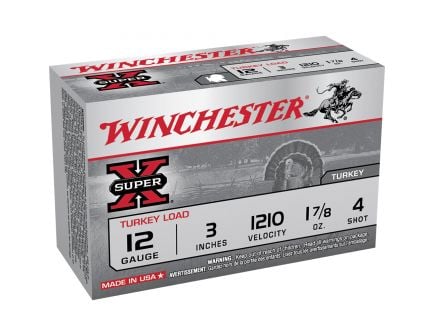 Winchester Ammunition Super-X Turkey Load 3" 12 Gauge Ammo 4, 10/box - X123MT4