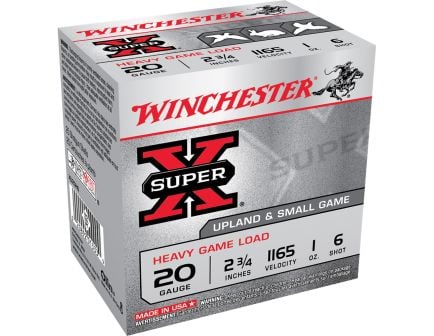 Winchester Ammunition Super-X Heavy Game Load 2.75" 20 Gauge Ammo 6, 25/box - XU20H6