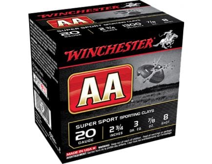 Winchester Ammunition AA Super Sport 2.75" 20 Gauge Ammo 8, 25/box - AASC208