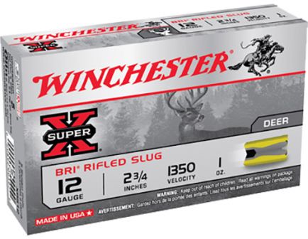 Winchester Ammunition Super-X BRI Rifled Slugs 2.75" 12 Gauge Ammo, 5/box - XRS12