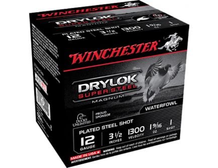 Winchester Ammunition Drylock Super Steel Magnum 3.5" 12 Gauge Ammo 1, 25/box - XSM12L1