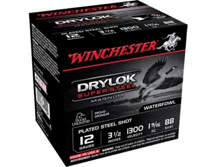 Winchester Ammunition Drylock Super Steel Magnum 3.5" 12 Gauge Ammo BB, 25/box - XSM12LBB