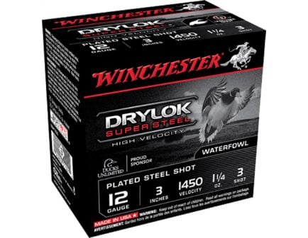 Winchester Ammunition Drylock Super Steel 3" 12 Gauge Ammo 3, 25/box - SSH1233