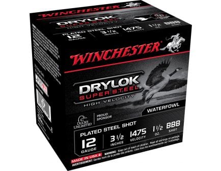 Winchester Ammunition Drylock Super Steel 3.5" 12 Gauge Ammo BBB, 25/box - SSH12LHBBB