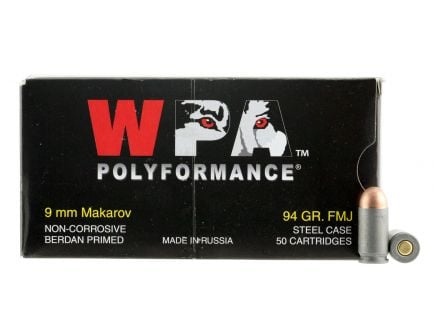 Wolf Performance PolyFormance 94 gr Full Metal Jacket 9x18mm Makarov Ammo, 1000 Rounds - 918FMJ