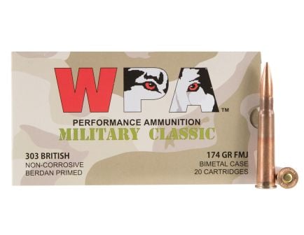Wolf Performance Military Classic 174 gr Full Metal Jacket .303 British Ammo, 280/case - MC303BRITH