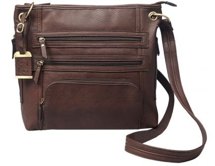 Bulldog Cases Cross Body Purse w/ Holster, Large, Chocolate Brown - BDP-039