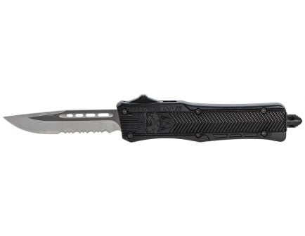 CobraTec Knives Small CTK-1 2.75" Drop Point OTF Knife, Serrated, Black - SBCTK1SDS