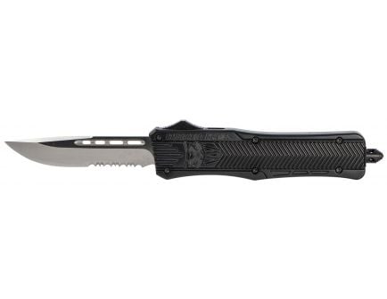 CobraTec Medium CTK-1 3" Drop Point OTF Knife, Serrated Edge, Black - MBCTK1MDS