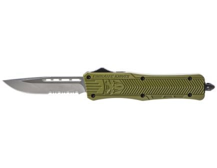 CobraTec Knives Medium CTK-1 3" Drop Point OTF Knife, Serrated Edge, Olive Drab Green - MODCTK1MDS