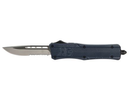 CobraTec Knives Medium CTK-1 Drop Point 3" OTF, Serrated, NYPD Blue - MNYCTK1MDS