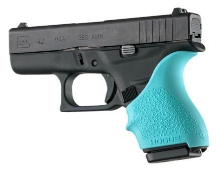 Hogue HandAll Beavertail Grip Sleeve for Glock 42/43, Sar Arms Sar B6P Pistols, Aqua - 18204