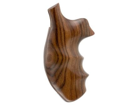 Hogue Fancy Hardwood Revolver Grip w/ Finger Grooves for S&W K/L Frame with Round Butt Revolvers, Brown - 19300
