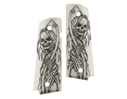 Hogue Scrimshaw Grip Full-Body X2 Revolver Grip for 1911 Government Revolver, Ivory - 45029