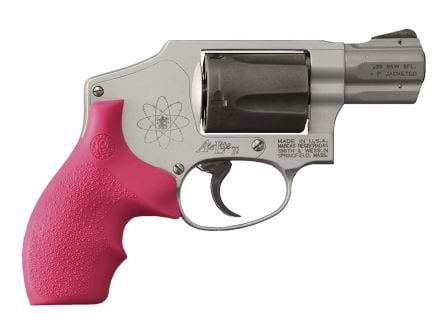 Hogue Bantam Grip w/ Finger Grooves for S&W J Frame Round Butt Revolver, Pink - 61007