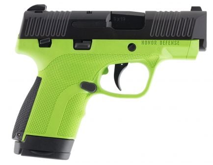 Honor Defence Honor Guard Sub-Compact 9mm Pistol, Acid Green - HG9SCMSAG