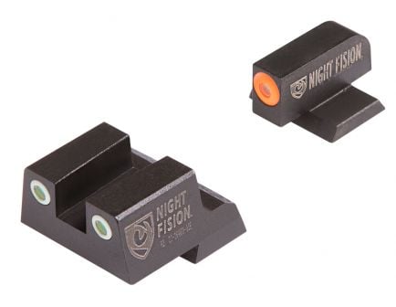 Night Fision Night Sight Set for Canik TP9SFx Handguns, Green with Orange Square Front, Green with White Square Rear - CNK-026-003-OGWG