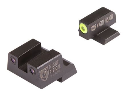 Night Fision Night Sight Set for Canik TP9SFx Handguns, Green with Yellow Square Front, Green with Black Square Rear - CNK-026-003-YGZG